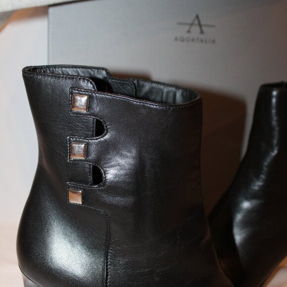 NIB AQUATALIA ROMEA NAPPA LEATHER BLACK BOOTS SZ 10 $695 - Picture 3 of 6